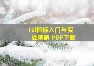 rsi指标入门与实战精解 PDF下载